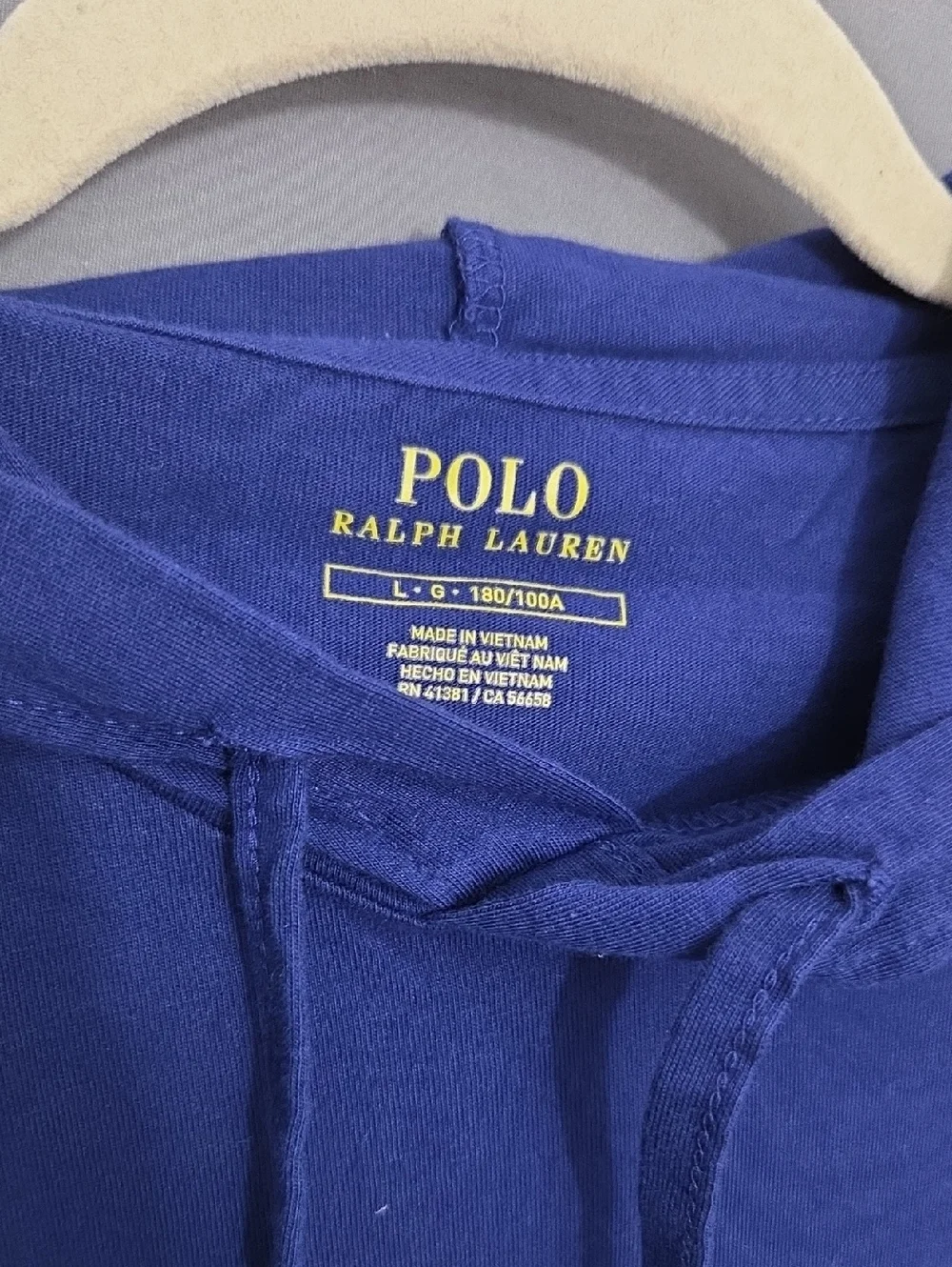 Polo Ralph Lauren Navy Lightweight Cotton Long-Sleeve Hooded T Yellow Pony Logo